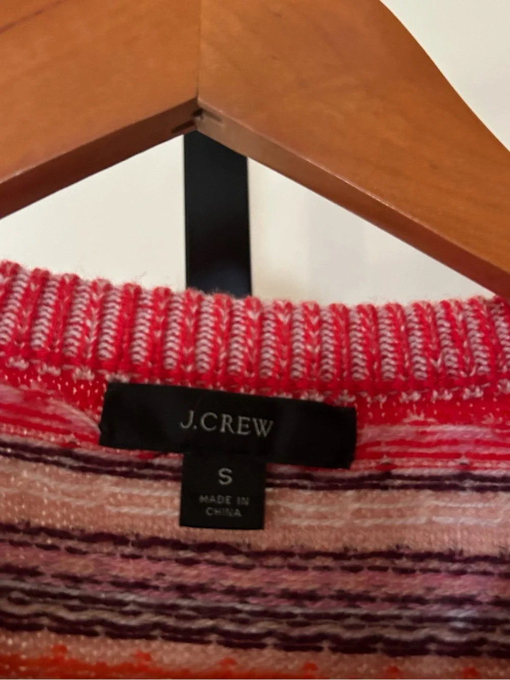 J. Crew Fair‎ Isle Cropped Crewneck Sweater Lambswool Pink Orange Size Small
